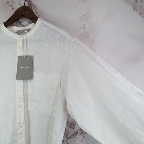 Everlane Shirt Womens White Button Up Linen Pocket Popover Billow Blouse - Picture 11 of 13